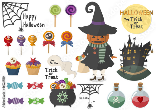 Halloween  material sticker set.,ハロウィン素材ステッカーセット,SVG