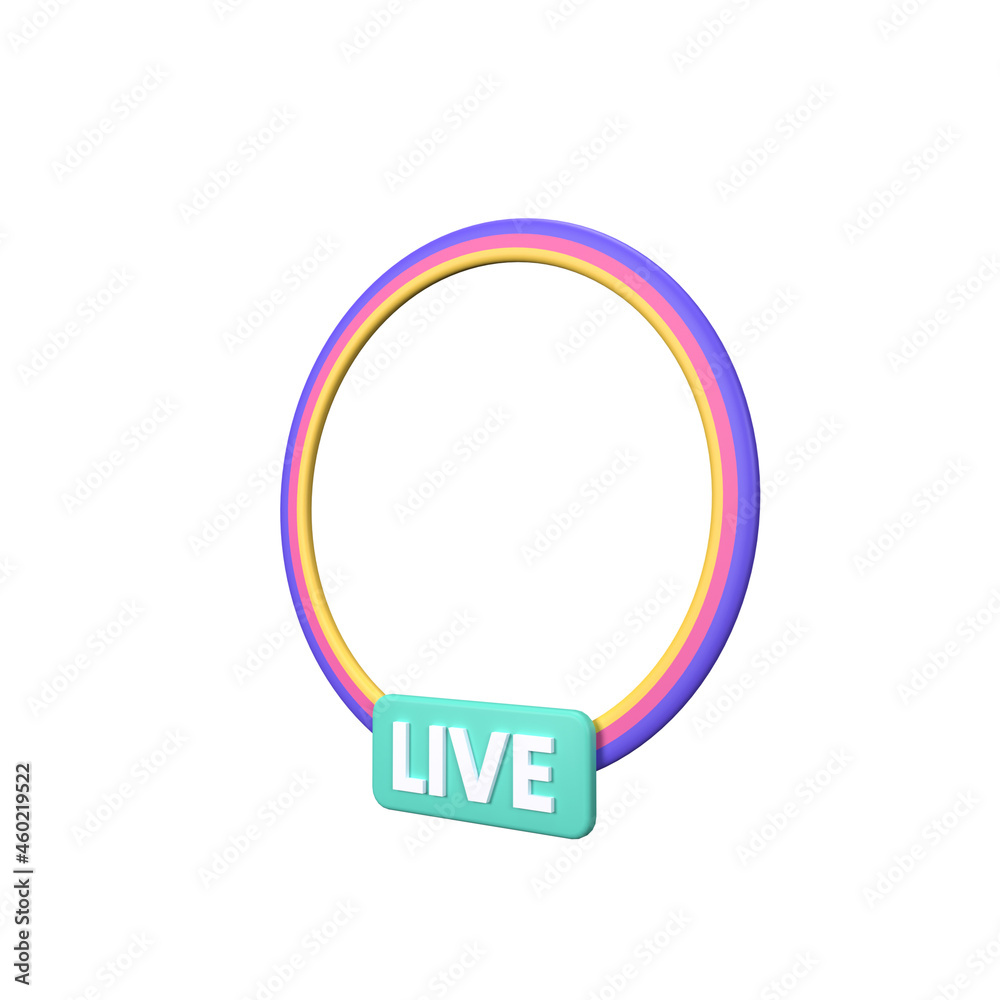 3D Rendering Live Streaming Icon Badge. 3D Rendering Live Streaming Icon Badge.