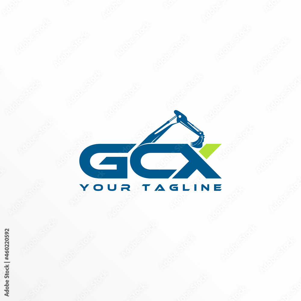 Combination letter or word GCX font with hand Excavator Heavy equipment image graphic icon logo design abstract concept vector stock. Can be used as a symbol related to construction or initial. Combination letter or word GCX font with hand Excavator Heavy equipment image graphic icon logo design abstract concept vector stock. Can be used as a symbol related to construction or initial.