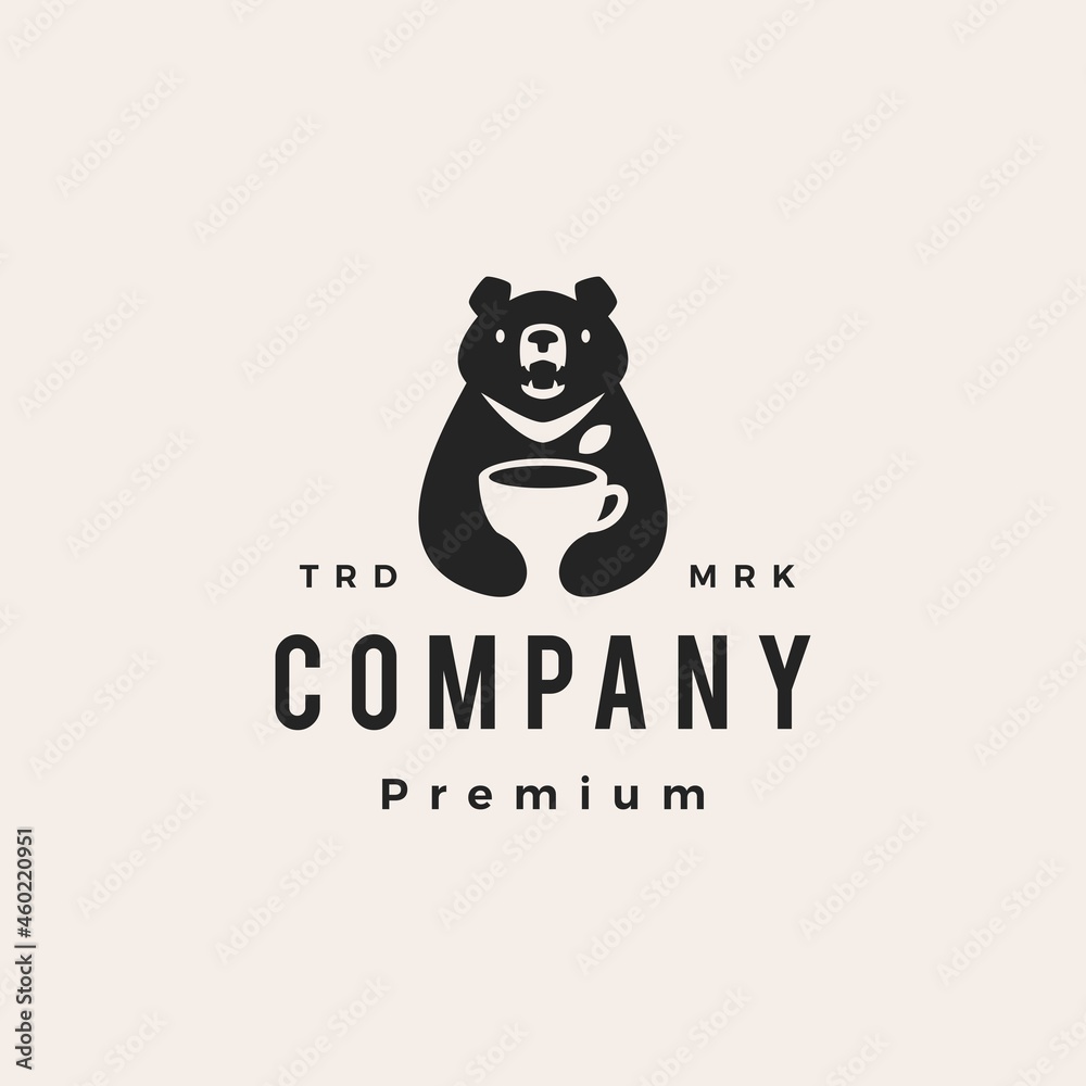 moon black bear tea cup leaf vietnam hipster vintage logo vector icon illustration moon black bear tea cup leaf vietnam hipster vintage logo vector icon illustration