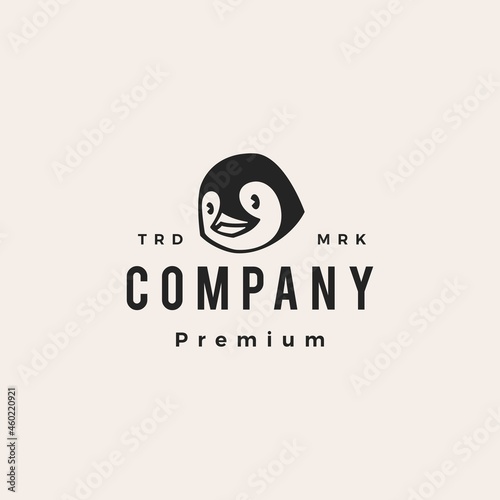 penguin head hipster vintage logo vector icon illustration