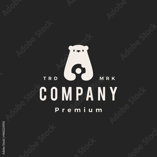 polar bear donuts hipster vintage logo vector icon illustration