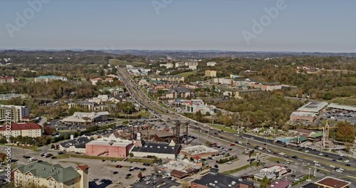 Pigeon Forge Tennessee Aerial v2 panoramic view capturing intown landscape, major amusement parks, entertainment business and great smoky mountains - Shot with Inspire 2, X7 camera - November 2020 photo