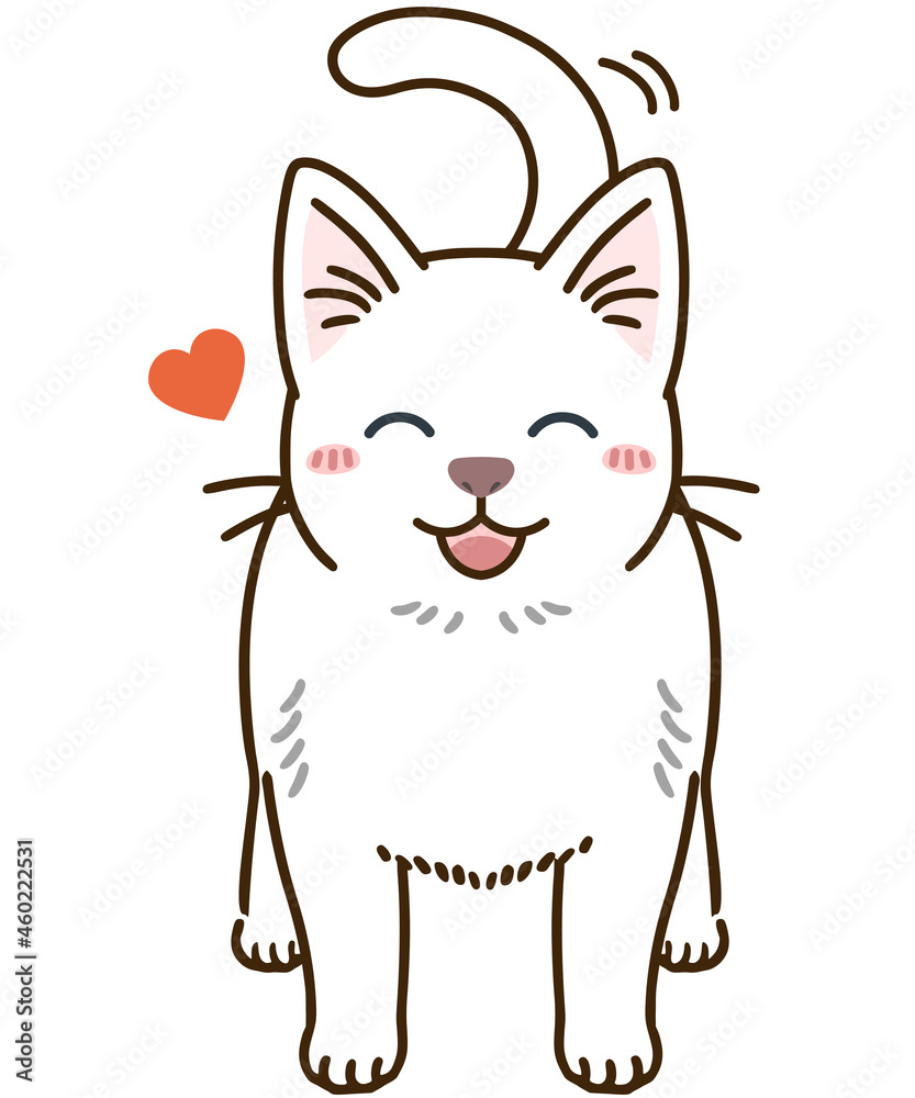 懐く猫（白）