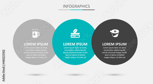 Set Electronic coffee scales, Cup tea with bag and Pour over maker. Business infographic template. Vector