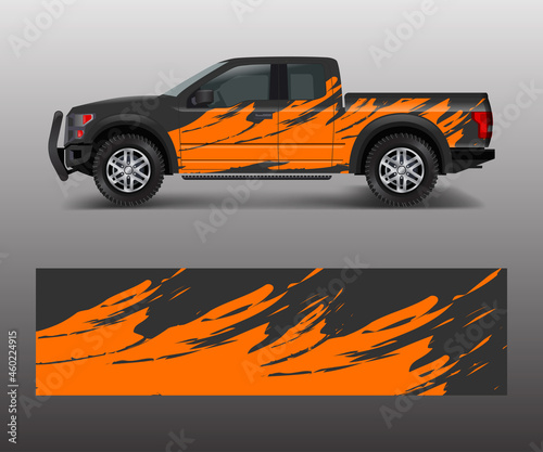 Truck and car graphic background wrap and vinyl sticker design vector