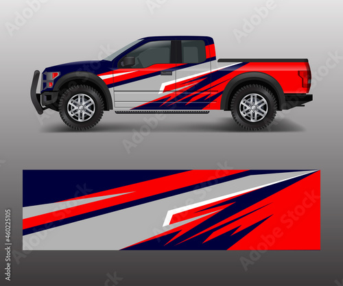 pickup truck graphic vector. abstract shape with grunge design for vehicle vinyl wrap © Saiful