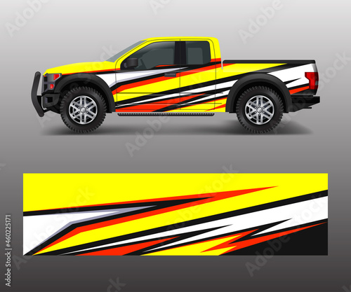 truck and cargo van wrap vector  Car decal wrap design. Graphic abstract stripe designs for vehicle  race  offroad  adventure and livery car