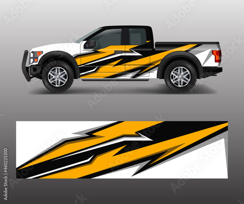 pickup truck graphic vector. abstract shape with grunge design for vehicle vinyl wrap