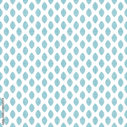Teal Textured Geometric Seamless Pattern Design on White Background