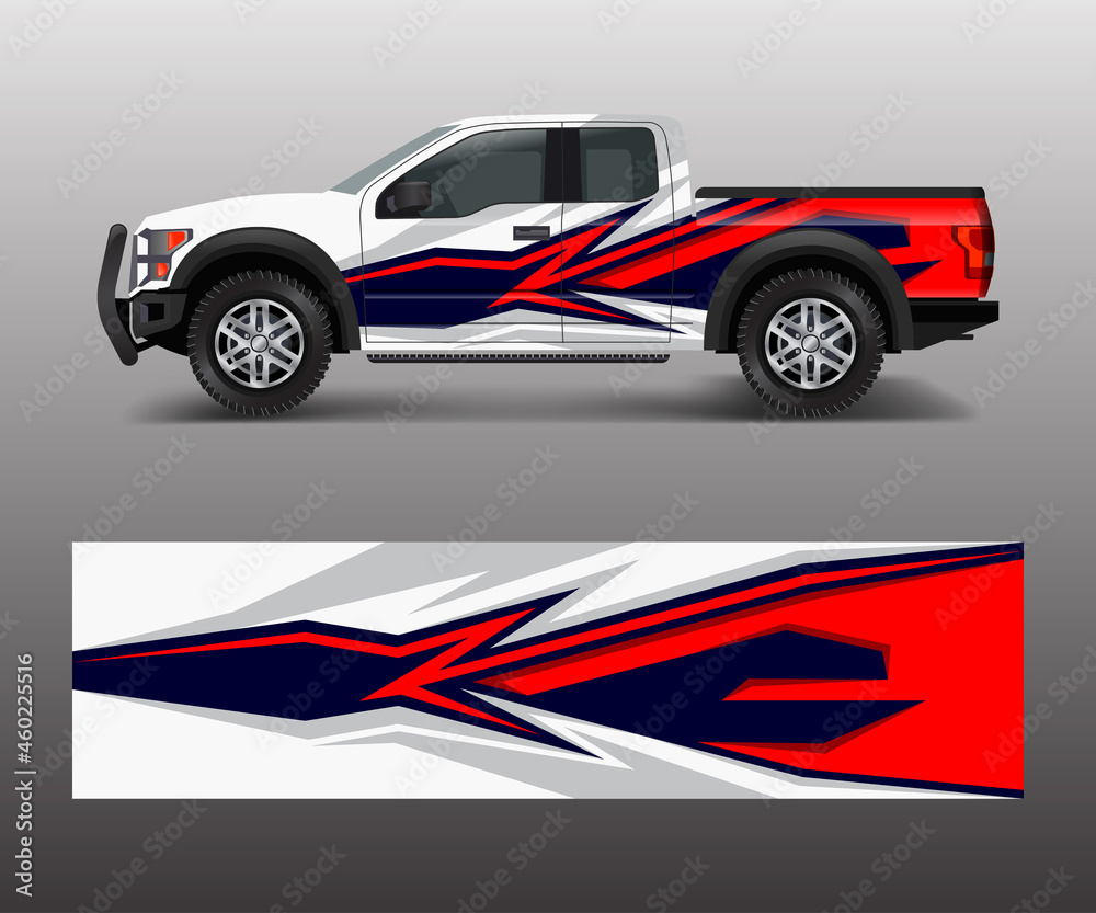 pickup truck graphic vector. abstract shape with grunge design for vehicle vinyl wrap