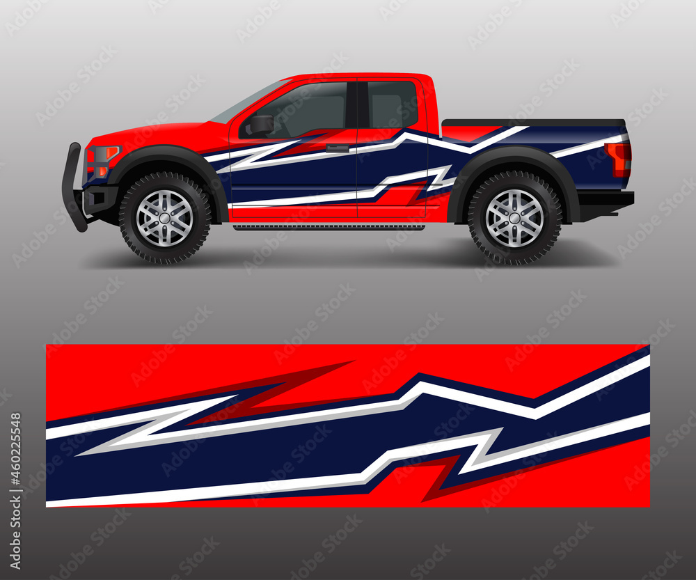 truck and cargo van wrap vector, Car decal wrap design. Graphic abstract stripe designs for vehicle, race, offroad, adventure and livery car