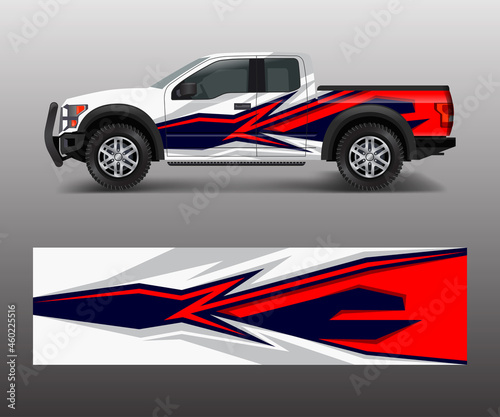 pickup truck graphic vector. abstract shape with grunge design for vehicle vinyl wrap