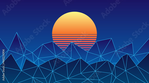 Retro background 80s style . Futuristic sci-fi vector background . 