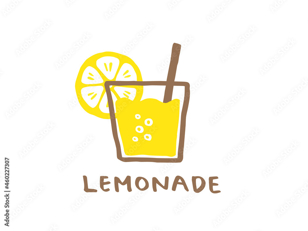 かわいいレモネードとLEMONADEの文字/手書き文字イラスト かわいいレモネードとLEMONADEの文字/手書き文字イラスト
