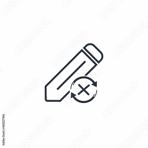 Pencil and cross. Wrong answer. Vector linear icon isolated on white background.