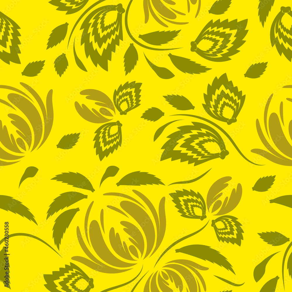 Fototapeta premium Folk flowers pattern Floral surface design Seamless pattern