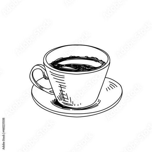 Coffee cup hand drawn black and white vector illustration
