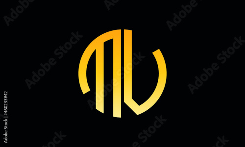 Alphabet mv OR vm monogram abstract emblem vector logo template