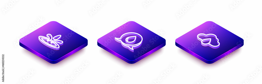 Set Isometric line Water drop, with speech bubbles and Cloud rain icon. Vector Set Isometric line Water drop, with speech bubbles and Cloud rain icon. Vector