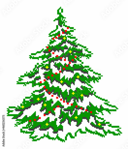 creative colorful bright Christmas tree on a white background,pixel art