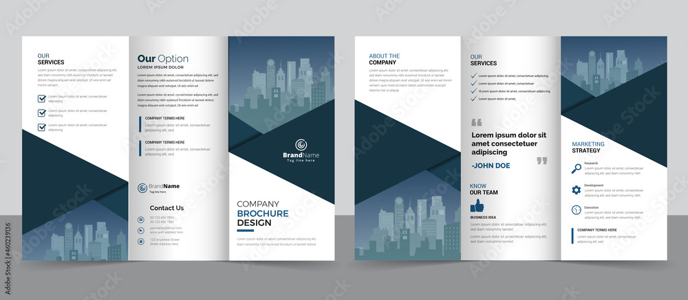 Creative corporate modern business trifold brochure template, trifold layout, letter, a4 size brochure	