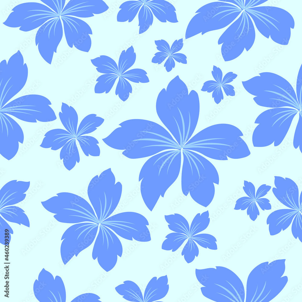 seamless vector flowers blue pattern background seamless vector flowers blue pattern background