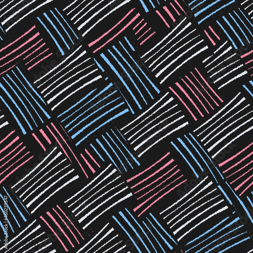 Seamless abstract geometric pattern of jumbled stripes.
