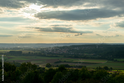 View from Walberla mountain top at sunset