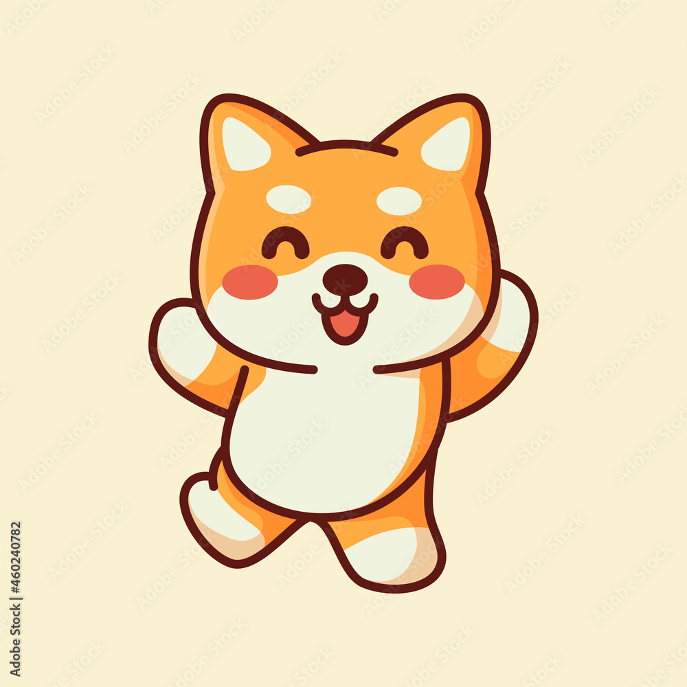 Obraz premium Cute shiba dog doing adorable pose jumps