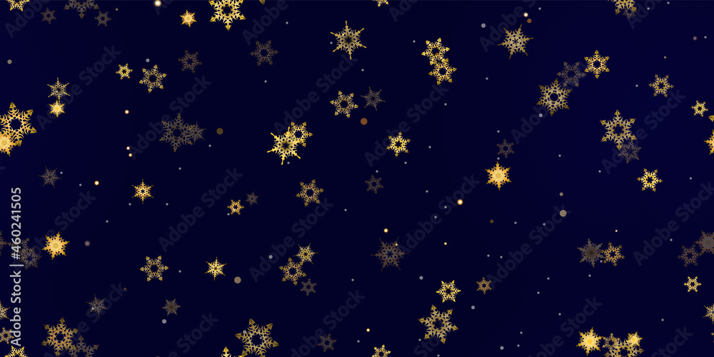 Gold Falling Snowflakes seamless pattern. Gold Falling Snowflakes seamless pattern.