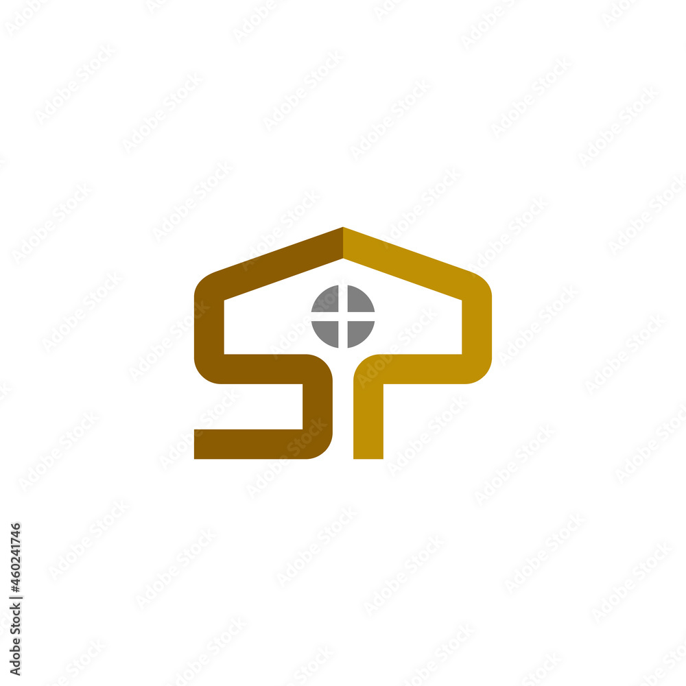 Letter S , P combination home in white background , flat minimalist vector logo design Letter S , P combination home in white background , flat minimalist vector logo design