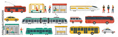 Colored Public Transport Icon Set
