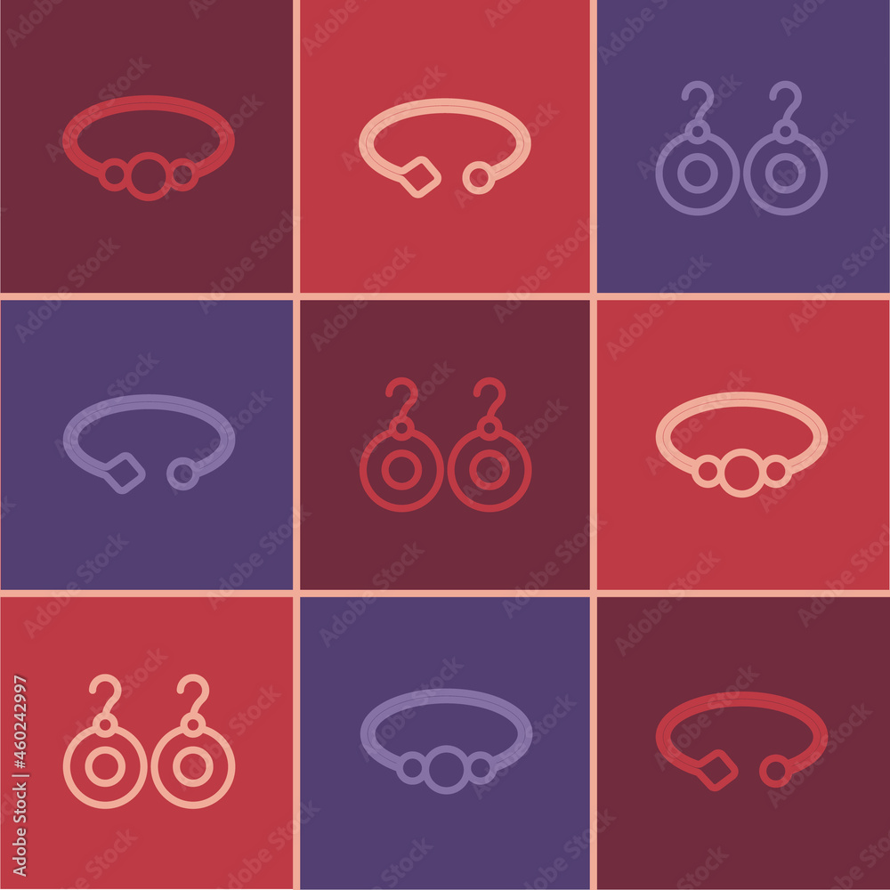 Set line Bracelet jewelry, Earrings and icon. Vector Set line Bracelet jewelry, Earrings and icon. Vector