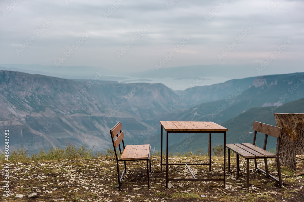 a place to relax with a beautiful view of the mountains