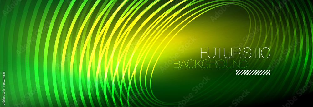 Dark abstract background with glowing neon circles. Trendy layout template for business or technology presentation, internet poster or web brochure cover, wallpaper Dark abstract background with glowing neon circles. Trendy layout template for business or technology presentation, internet poster or web brochure cover, wallpaper