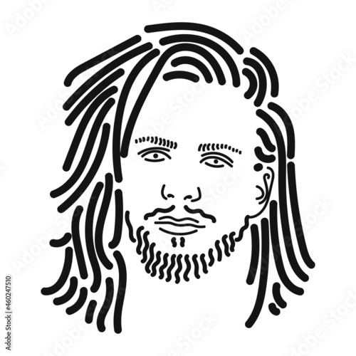 black line design of a person s face