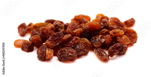 handful of sultana raisins isolated on white background