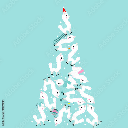 christmas tree made of white llamas
