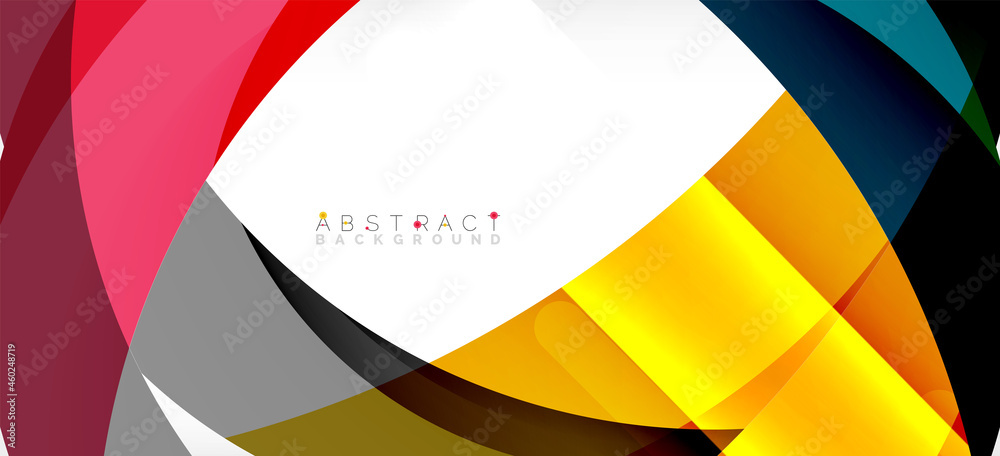 Color circle shapes, minimal geometric background. Trendy dynamic composition. Vector Illustration For Wallpaper, Banner, Background, Landing Page