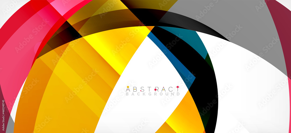 Geometric abstract background. Circle created with overlapping color shapes. Vector Illustration For Wallpaper, Banner, Background, Landing Page Geometric abstract background. Circle created with overlapping color shapes. Vector Illustration For Wallpaper, Banner, Background, Landing Page