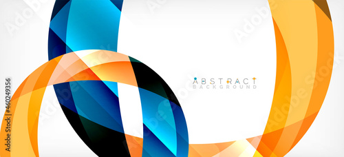 Geometric abstract background. Circle created with overlapping color shapes. Vector Illustration For Wallpaper, Banner, Background, Landing Page
