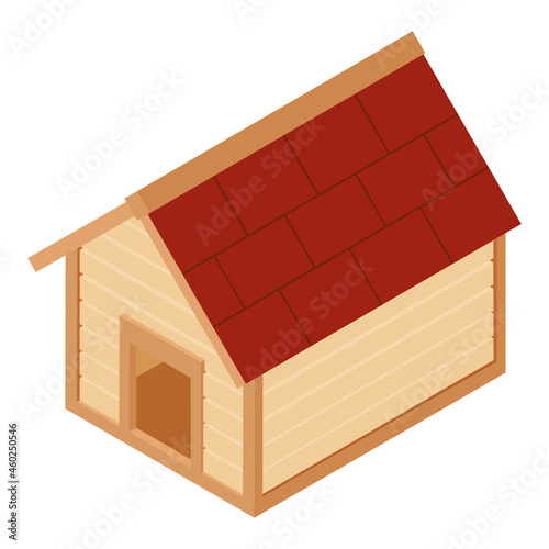 Dog house isometric view isolated on white background
