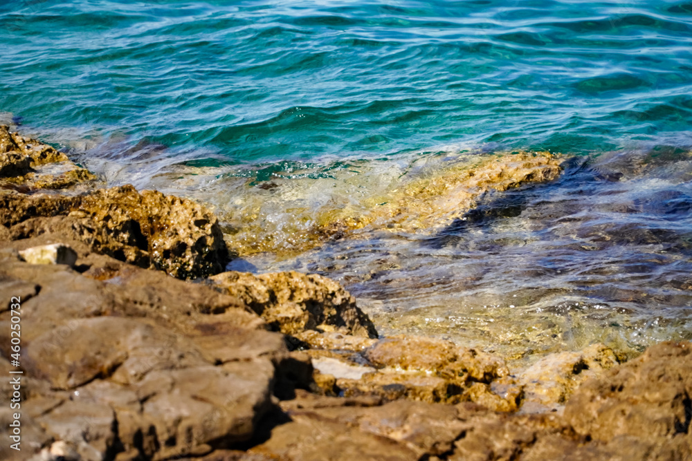 seascape, shore going into the sea, azure sea water seascape, shore going into the sea, azure sea water