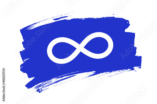 Flag of the Métis, Canada. The Métis blue banner brush concept. Horizontal vector Illustration isolated on white background.  