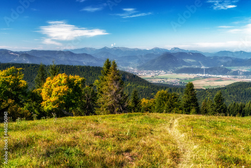 Fototapeta Naklejka Na Ścianę i Meble -  Colorful mountain landscape. View from hill Predna Magura on town Ruzomberok at Slovakia