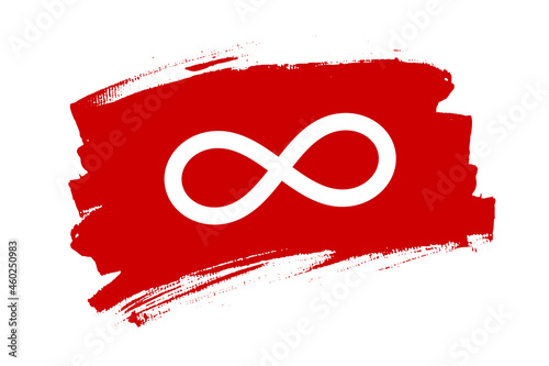 Flag of the Métis, Canada. The Métis red banner brush concept. Horizontal vector Illustration isolated on white background.  