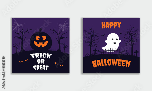 Halloween Social media post design. trick or treat banner. square banner design template
