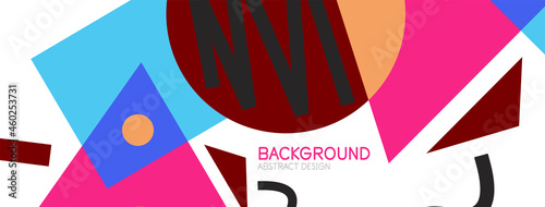 Abstract background. Blocks, lines, triangles, circles composition. Techno or business concept for wallpaper, banner, background, landing page