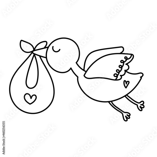 stork carrying baby